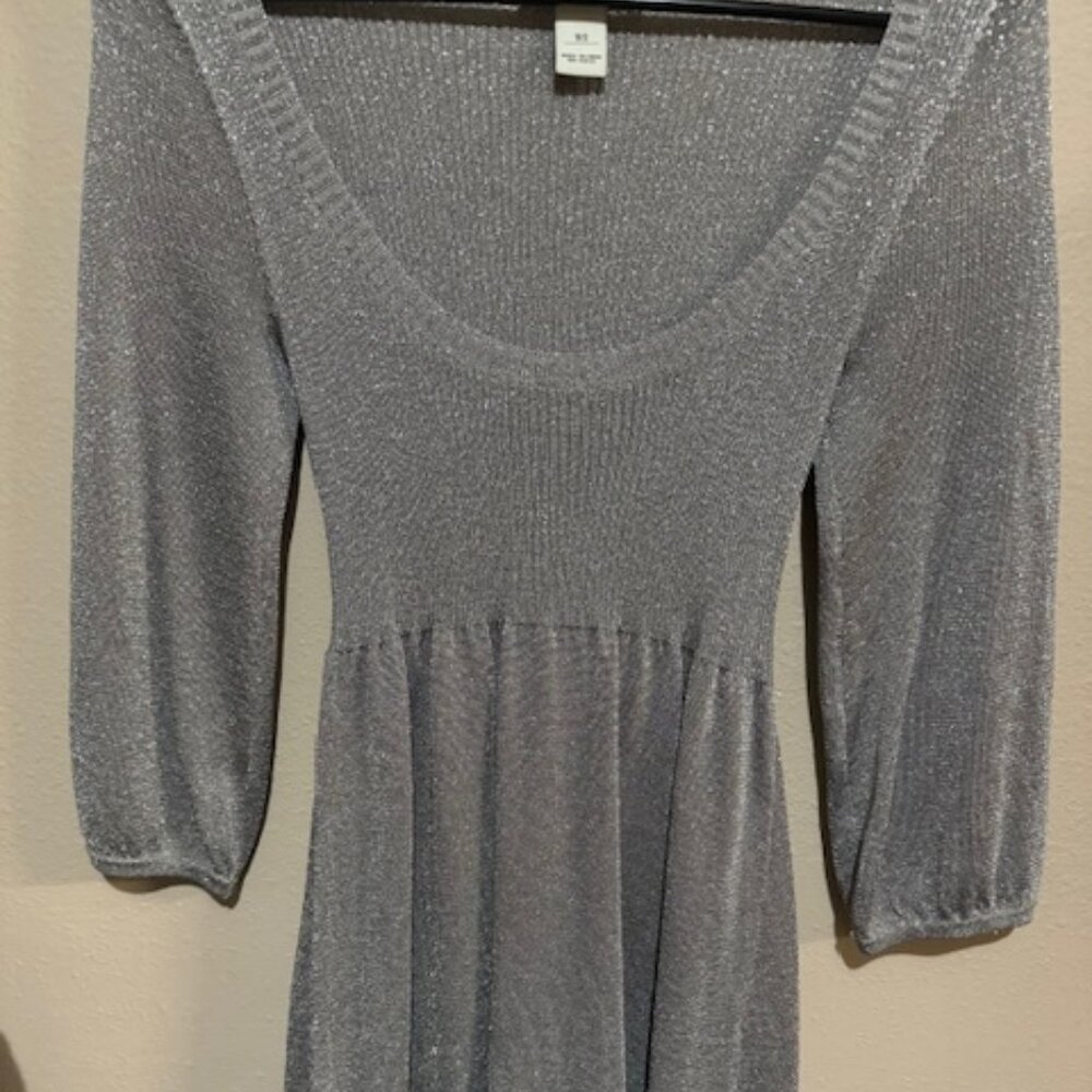 XS White House/ Black Market gray with silver sparkle top/dress